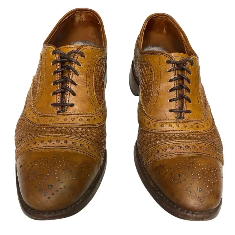 EUC - Allen Edmonds Strand Cap‑Toe Woven Walnut Leather Oxford